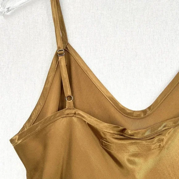 ENZA COSTA Dress Womens Medium Fatigue Satin Bias Slip Maxi Spaghetti Strap NWOT - Picture 8 of 15